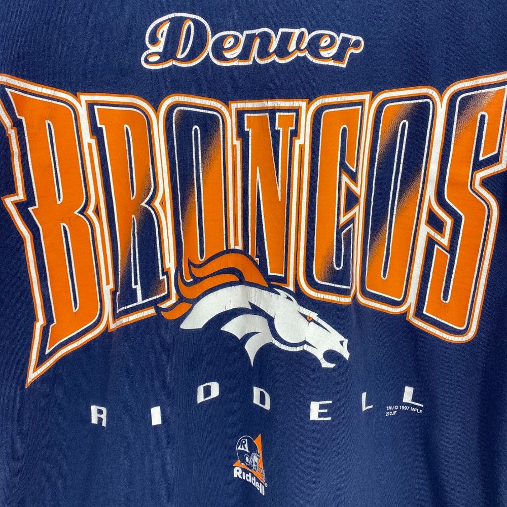 Vintage RIDDELL 1997 DENVER BRONCOS Blue Short Sleeves T-Shirt Size M - Picture 14 of 16